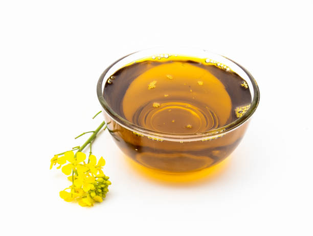 Mustard oil bowl with yellow mustard flower