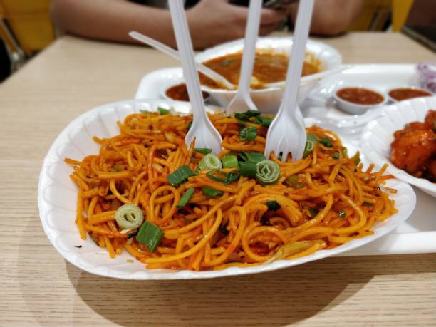 Close-up of Chinese food served in plate